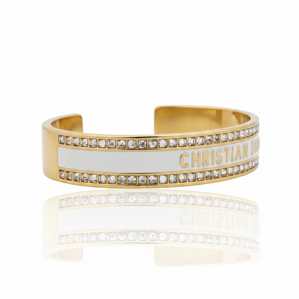 BRAZALETE CD GOLD-WHITE ZIRCONIAS