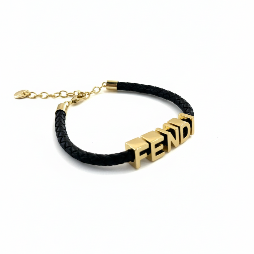 PULSERA DE TELA F GOLD BLACK