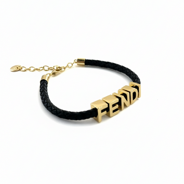 PULSERA DE TELA F GOLD BLACK