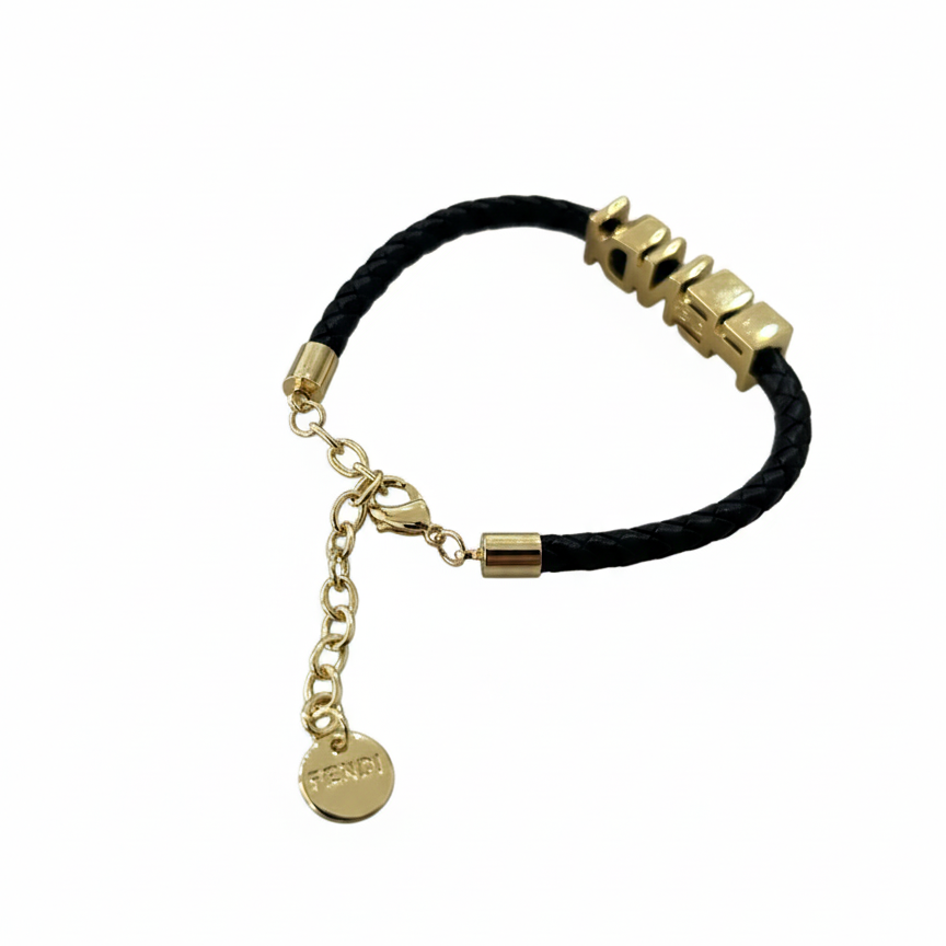 PULSERA DE TELA F GOLD BLACK
