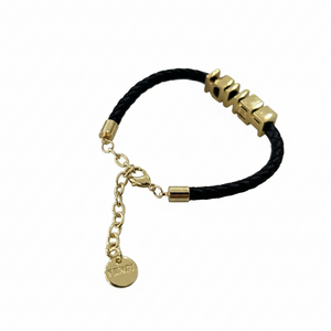 PULSERA DE TELA F GOLD BLACK