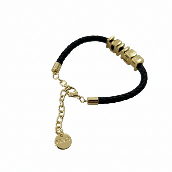 PULSERA DE TELA F GOLD BLACK