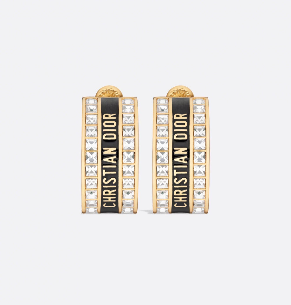 ARETES CD GOLD BLACK CON ZIRCONIA