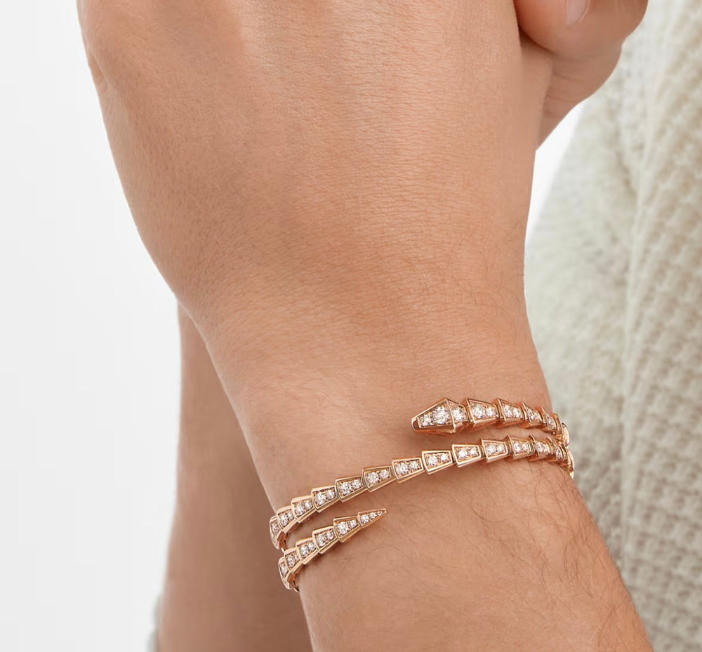 PULSERA DOS VUELTAS SERPENTI ROSEGOLD CON ZIRCONIA