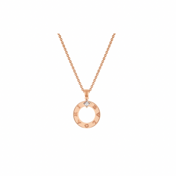 COLLAR BV ROSEGOLD GRABADO CON ZIRCONIA