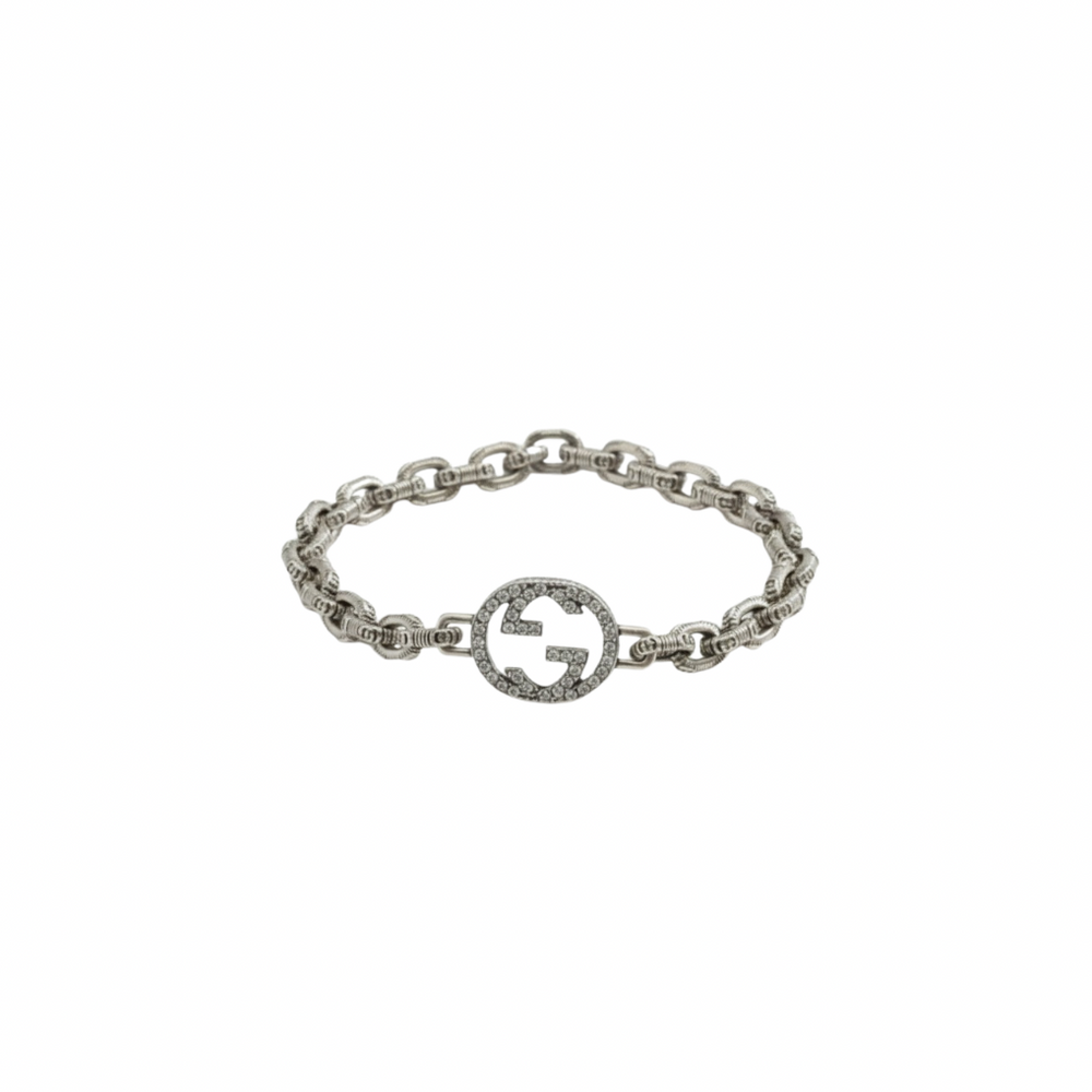 PULSERA GC LOGO CON ZIRCONIAS SILVER