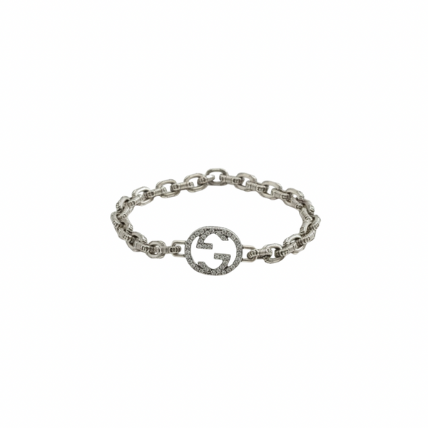 PULSERA GC LOGO CON ZIRCONIAS SILVER