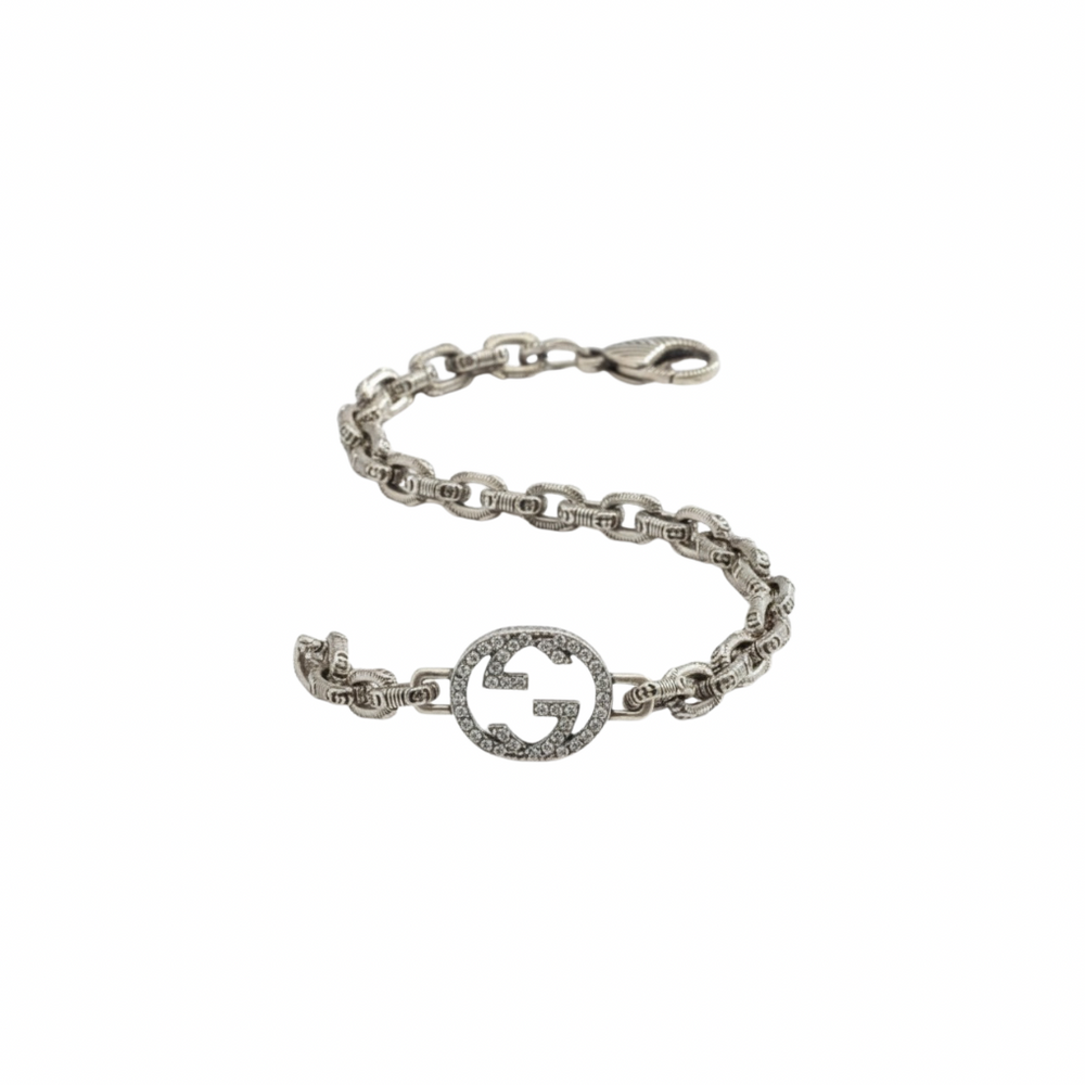 PULSERA GC LOGO CON ZIRCONIAS SILVER