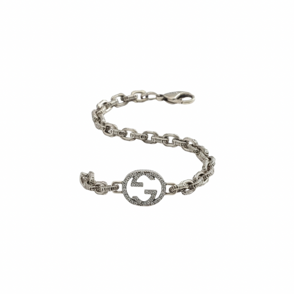 PULSERA GC LOGO CON ZIRCONIAS SILVER