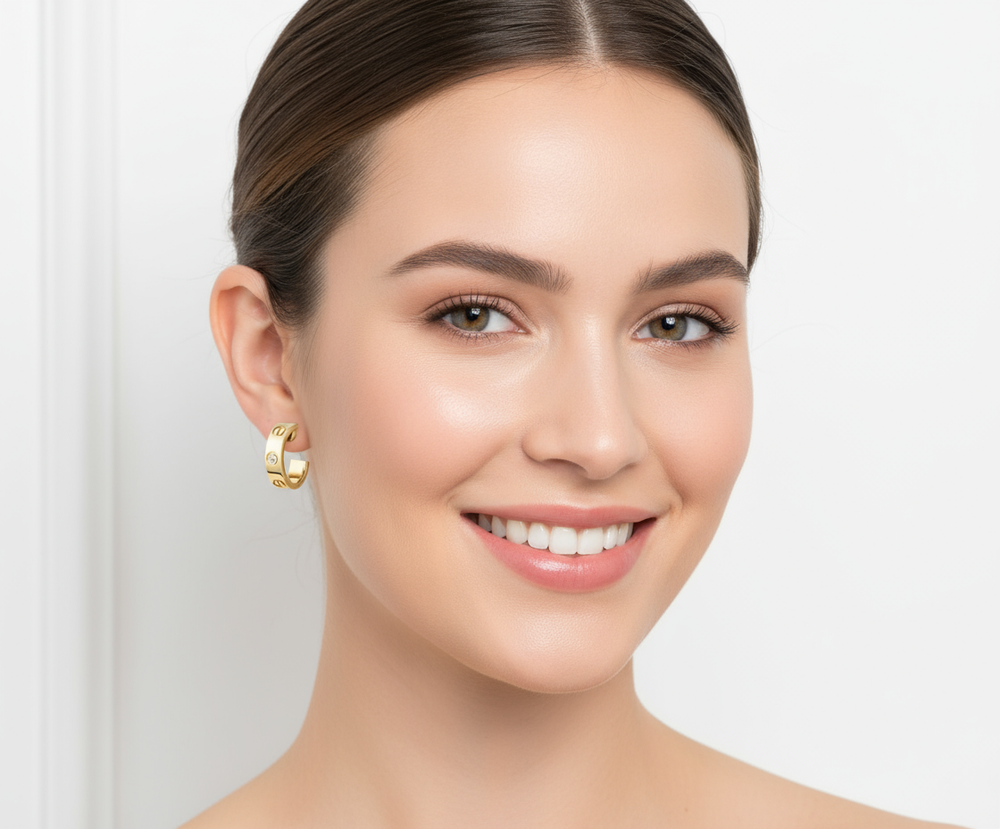 ARETES LOVE GOLD CON ZIRCONIA
