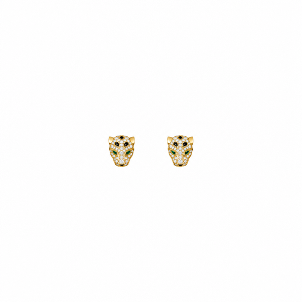 ARETES PANTHERE GOLD ZIRCONIAS