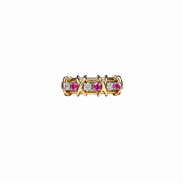 ANILLO SIXTEEN STONE GOLD/FUCHSIA
