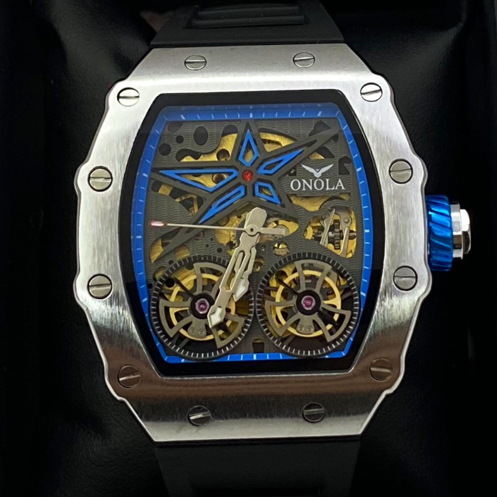 RELOJ HOLLOW FULL SILVER-BLACK BLUE