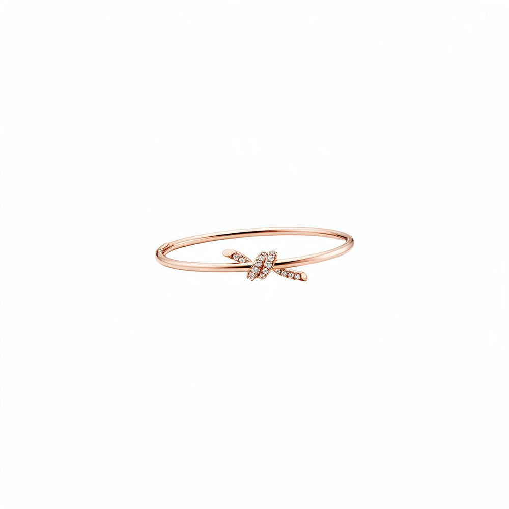 PULSERA T KNOT DELGADA ROSEGOLD ZIRCONIAS