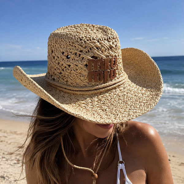 SOMBRERO MM BEACH RAFFIA CAQUI
